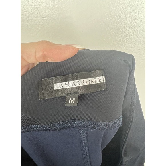 Anatomie Blue Contrast Panel Legging Pants Size M Pockets Ankle Zip Pull On Crop - Picture 8 of 9